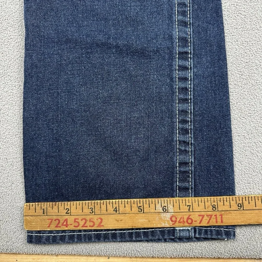 True Religion Jeans Mens 33x31 Blue Straight Flap Pockets Dark Wash Denim